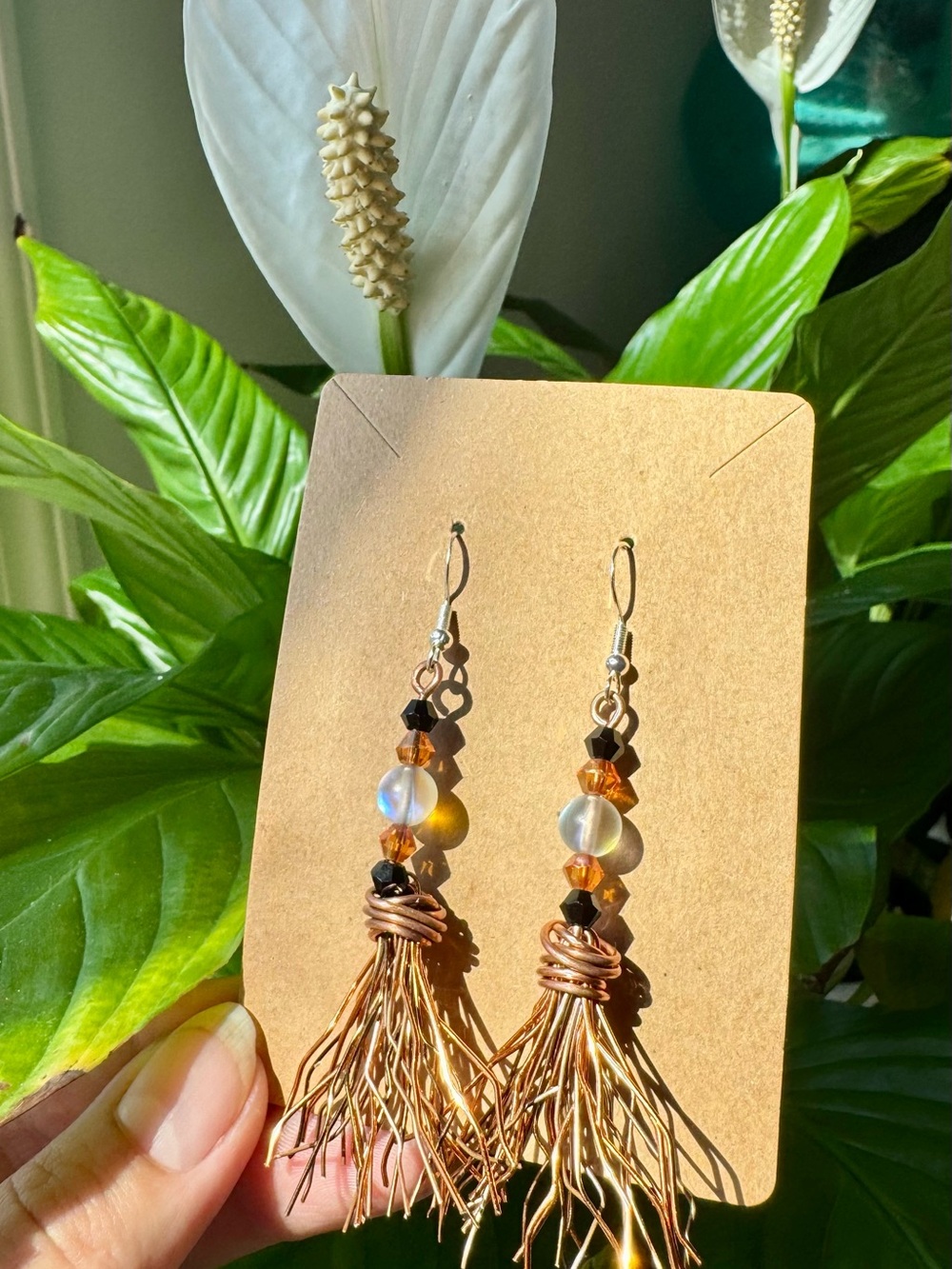 ✨OPAL | Witch’s🧙 Broom 🧹 Copper Earrings